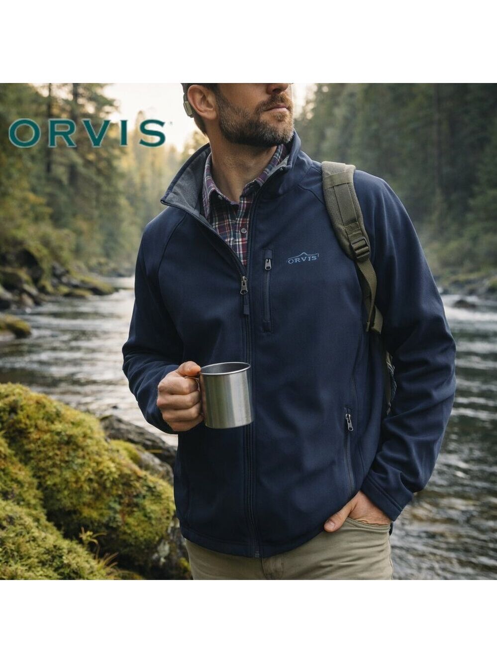 Orvis Full Zip Soft Shell Jacket – XXL – Fleece Lined – Navy